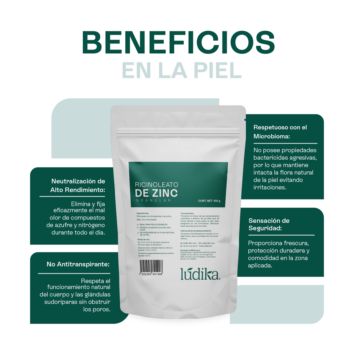 Ricinoleato de Zinc | Agente Desodorante Natural | Neutralizador Molecular de Olores