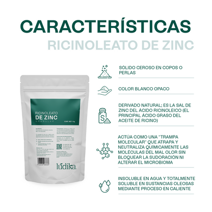 Ricinoleato de Zinc | Agente Desodorante Natural | Neutralizador Molecular de Olores