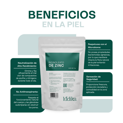 Ricinoleato de Zinc | Agente Desodorante Natural | Neutralizador Molecular de Olores