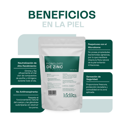 Ricinoleato de Zinc | Agente Desodorante Natural | Neutralizador Molecular de Olores