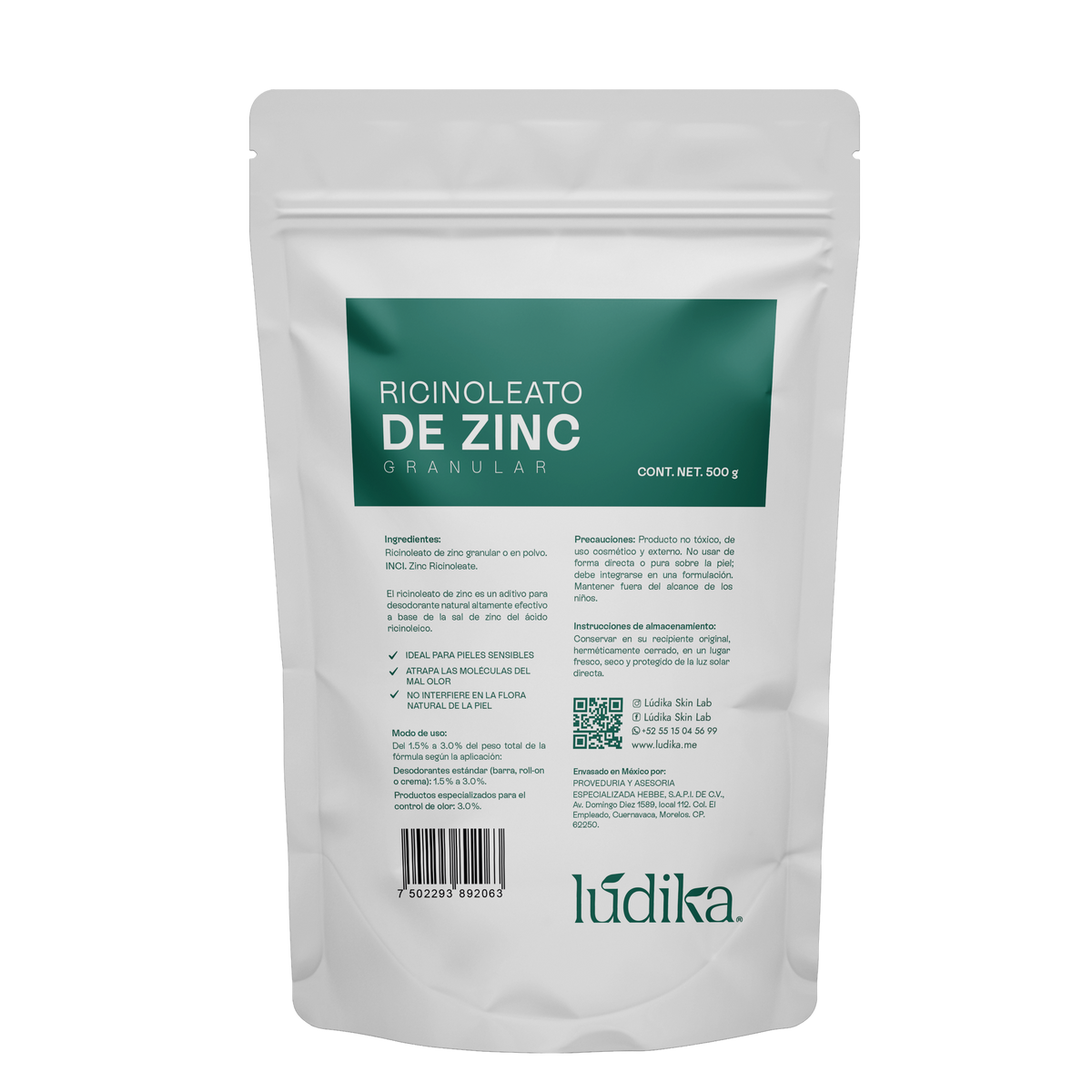 Ricinoleato de Zinc | Agente Desodorante Natural | Neutralizador Molecular de Olores
