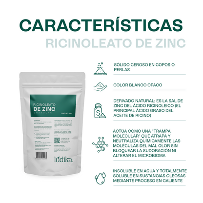 Ricinoleato de Zinc | Agente Desodorante Natural | Neutralizador Molecular de Olores