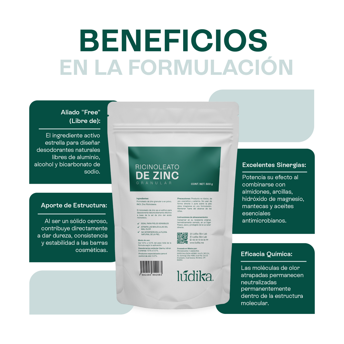 Ricinoleato de Zinc | Agente Desodorante Natural | Neutralizador Molecular de Olores