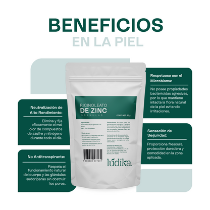 Ricinoleato de Zinc | Agente Desodorante Natural | Neutralizador Molecular de Olores