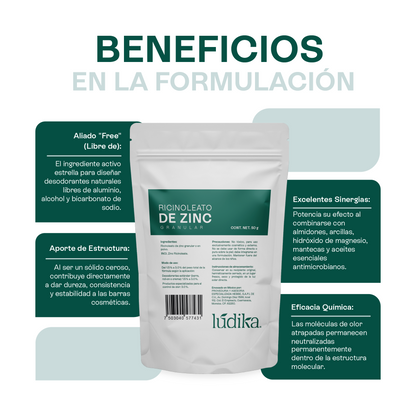 Ricinoleato de Zinc | Agente Desodorante Natural | Neutralizador Molecular de Olores