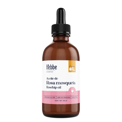Aceite de Rosa Mosqueta Hebbe Virgen | Facial y corporal | Regenerador, AntiEdad, AntiEstrias y Hidratante en zona de contorno de ojos
