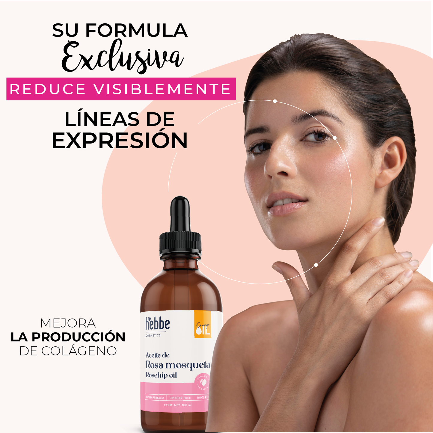 Aceite de Rosa Mosqueta Hebbe Virgen | Facial y corporal | Regenerador, AntiEdad, AntiEstrias y Hidratante en zona de contorno de ojos