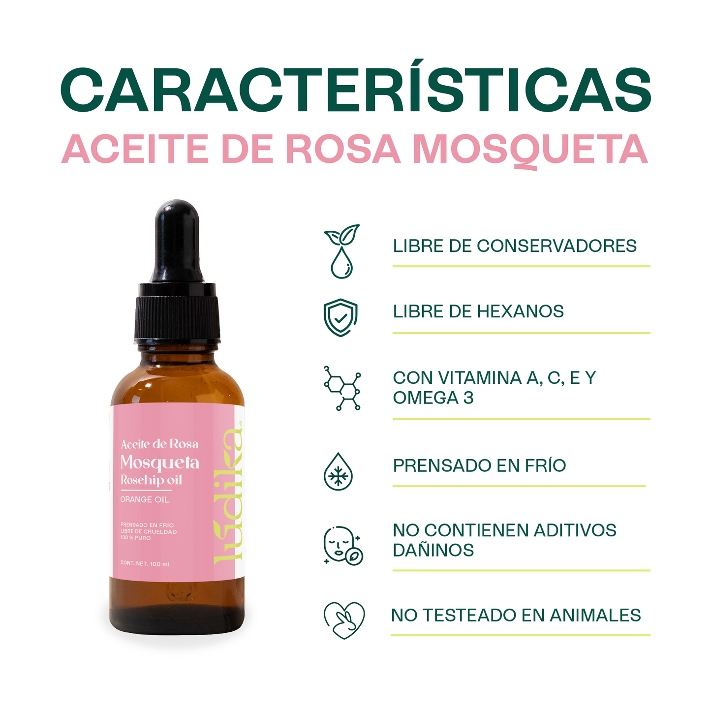 Aceite de Rosa Mosqueta Virgen | Facial y corporal | Regenerador, AntiEdad, AntiEstrias y Potente Hidratante en zona de contorno de ojos