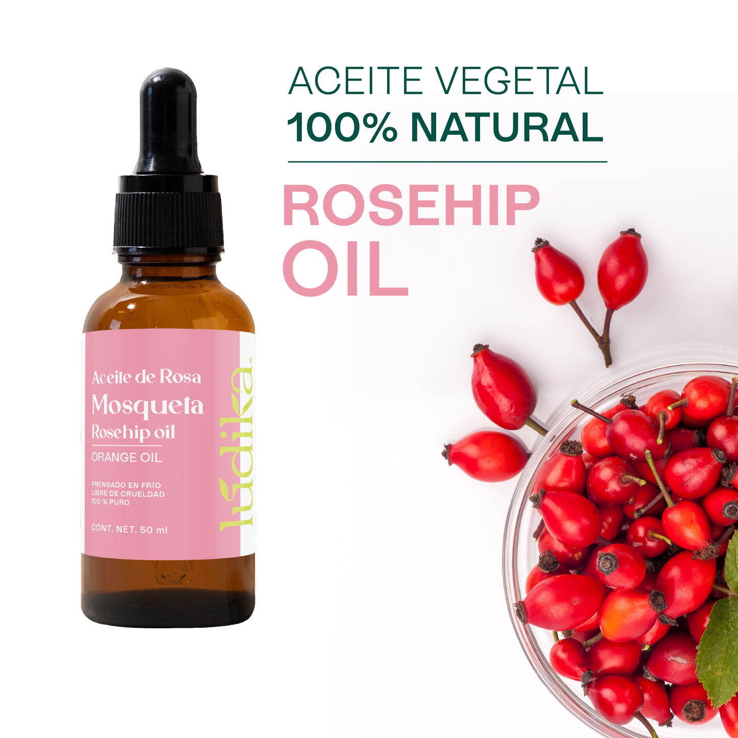 Aceite de Rosa Mosqueta Virgen | Facial y corporal | Regenerador, AntiEdad, AntiEstrias y Potente Hidratante en zona de contorno de ojos