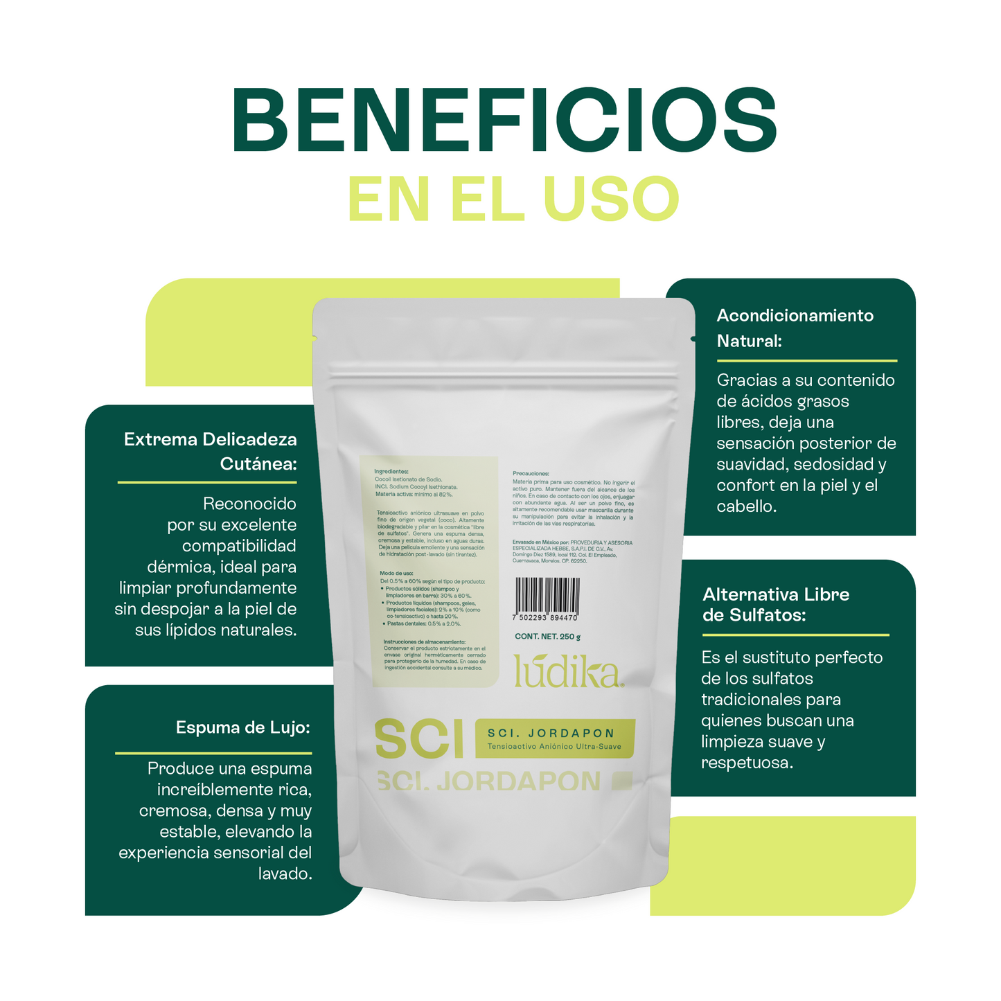 (SCI) Jordapon | Tensioactivo de Cosmética Sólida | Limpiador Sulfate-Free y Espuma Cremosa