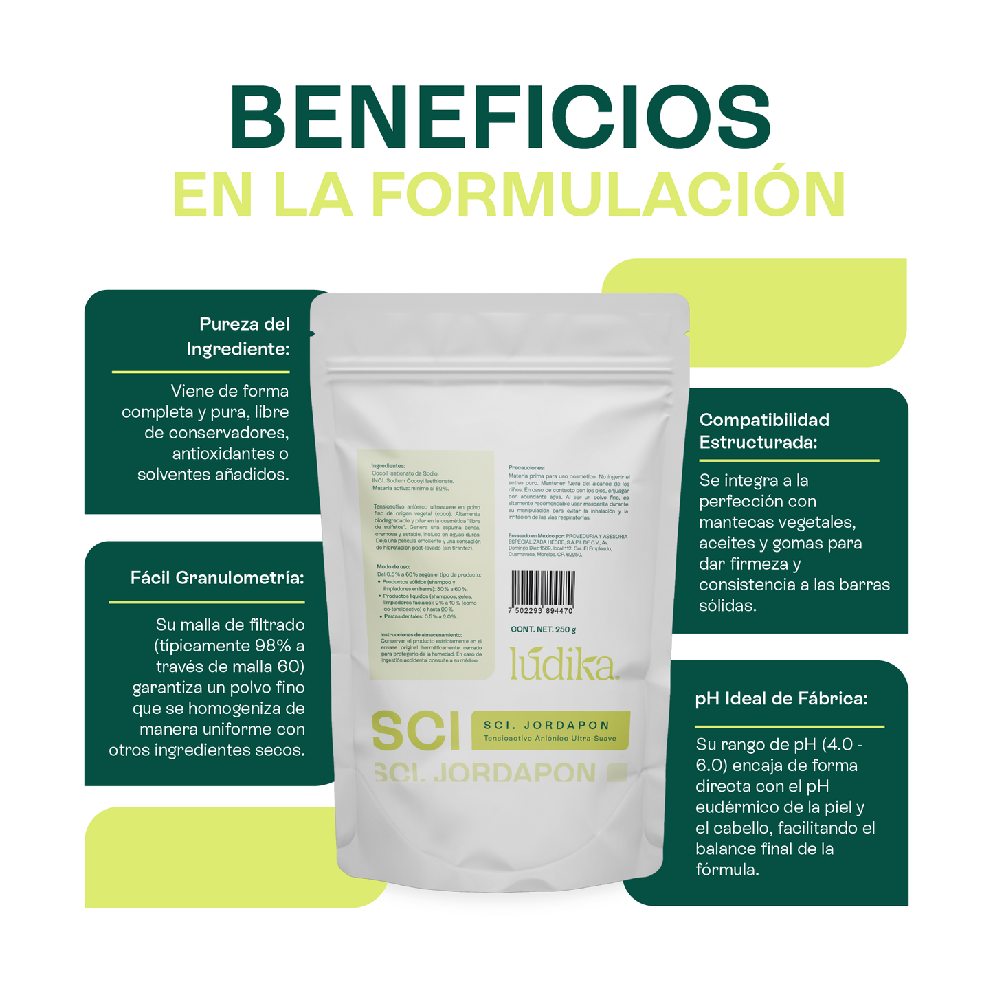 (SCI) Jordapon | Tensioactivo de Cosmética Sólida | Limpiador Sulfate-Free y Espuma Cremosa