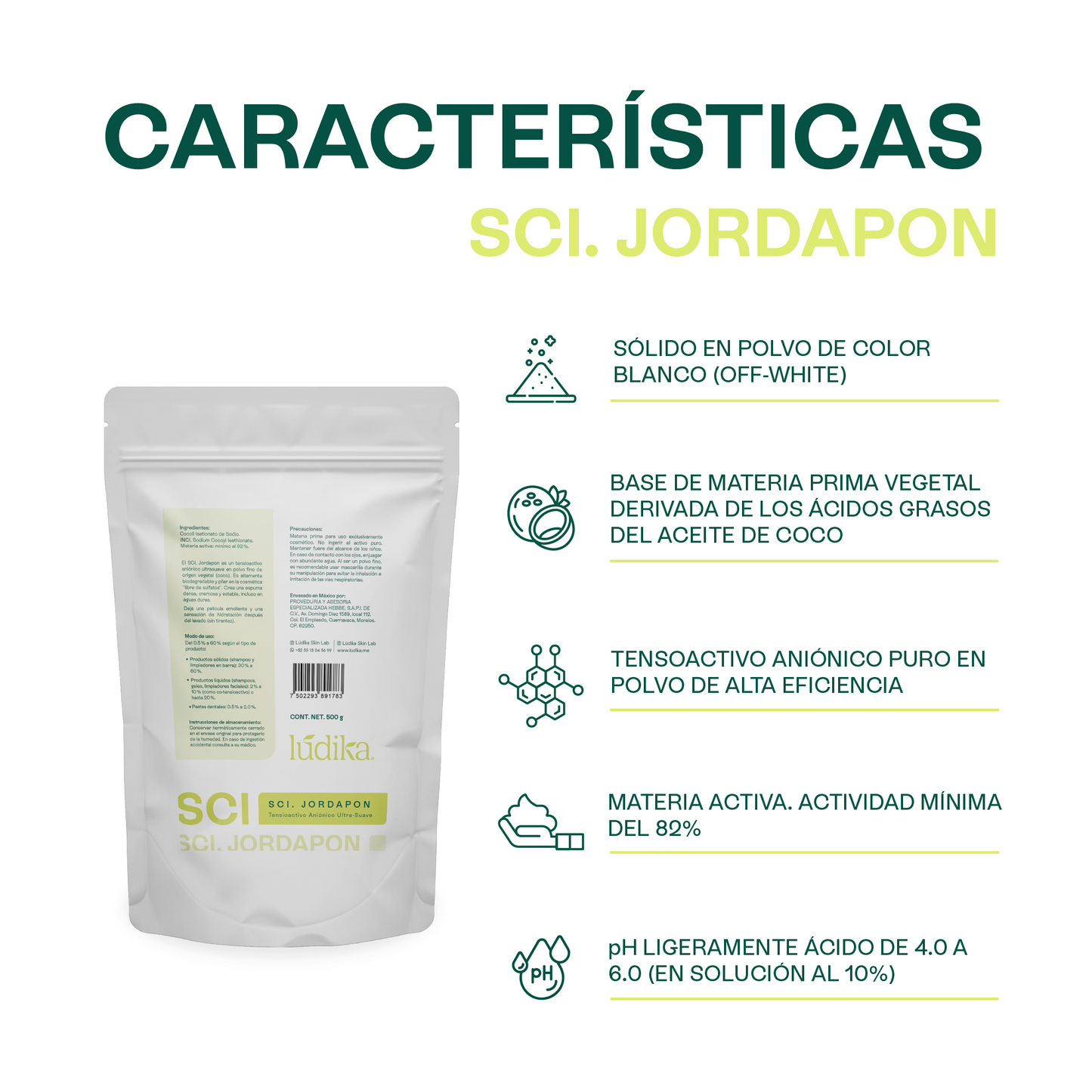 (SCI) Jordapon | Tensioactivo de Cosmética Sólida | Limpiador Sulfate-Free y Espuma Cremosa