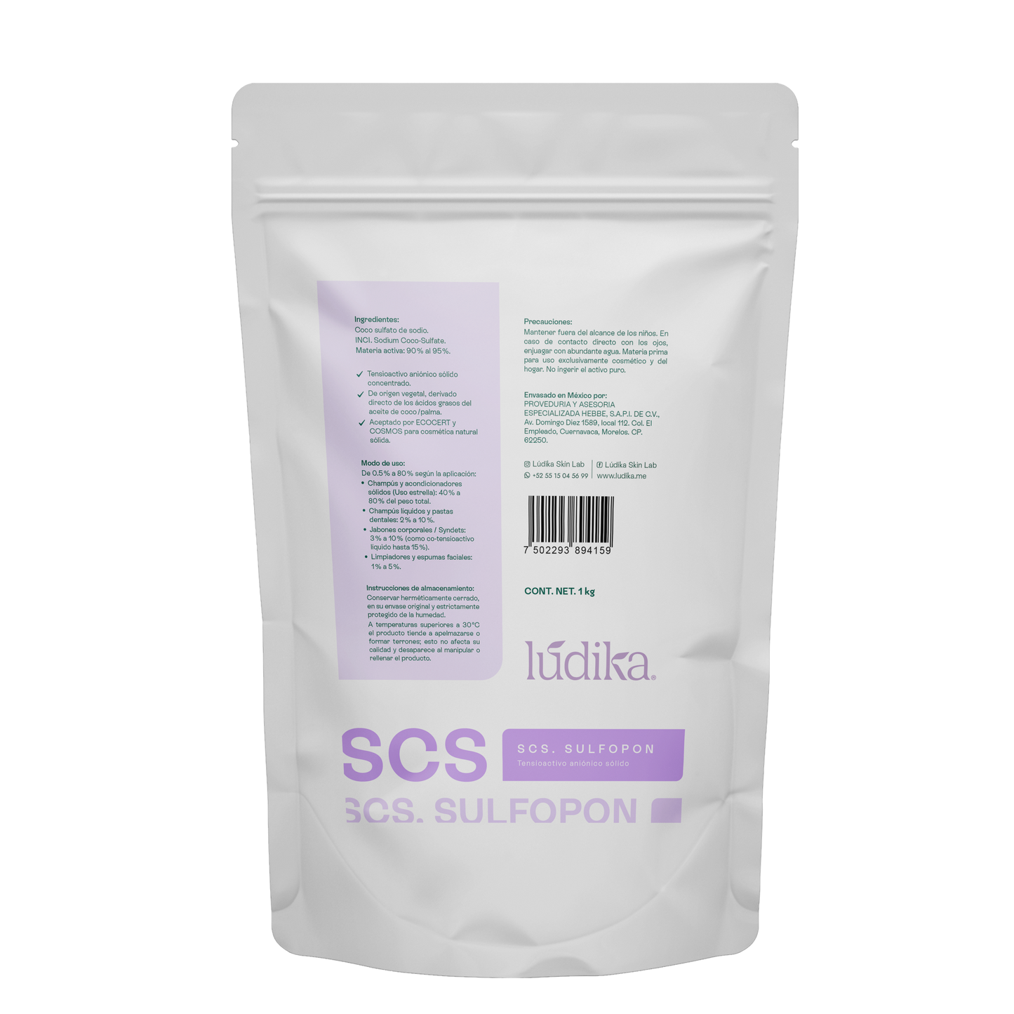 (SCS) Sulfopon | Coco Sulfato de Sodio | Tensioactivo Aniónico Potente | Shampoo Sólido y Limpieza Profunda