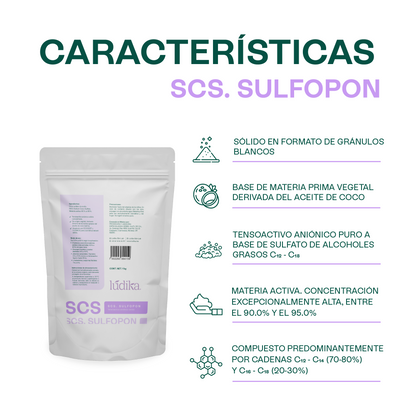 (SCS) Sulfopon | Coco Sulfato de Sodio | Tensioactivo Aniónico Potente | Shampoo Sólido y Limpieza Profunda