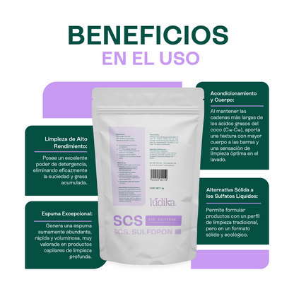 (SCS) Sulfopon | Coco Sulfato de Sodio | Tensioactivo Aniónico Potente | Shampoo Sólido y Limpieza Profunda