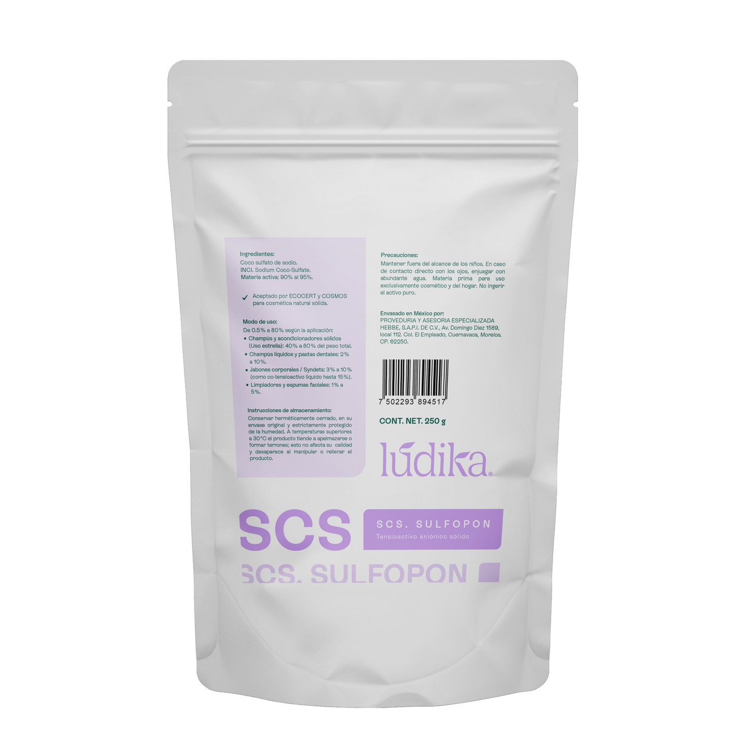 (SCS) Sulfopon | Coco Sulfato de Sodio | Tensioactivo Aniónico Potente | Shampoo Sólido y Limpieza Profunda