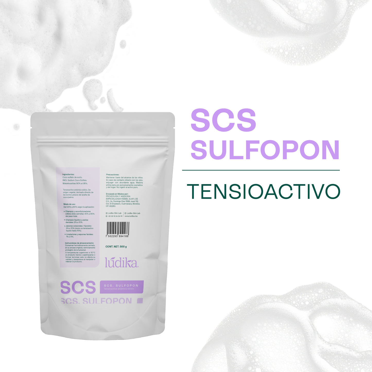 (SCS) Sulfopon | Coco Sulfato de Sodio | Tensioactivo Aniónico Potente | Shampoo Sólido y Limpieza Profunda