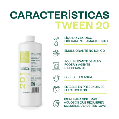 Polisorbato Tween 20 | Solubilizante | Agente Dispersante, Emulsionante O/W y Surfactante Suave