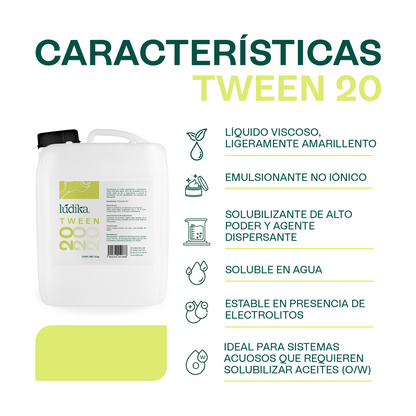 Polisorbato Tween 20 | Solubilizante | Agente Dispersante, Emulsionante O/W y Surfactante Suave