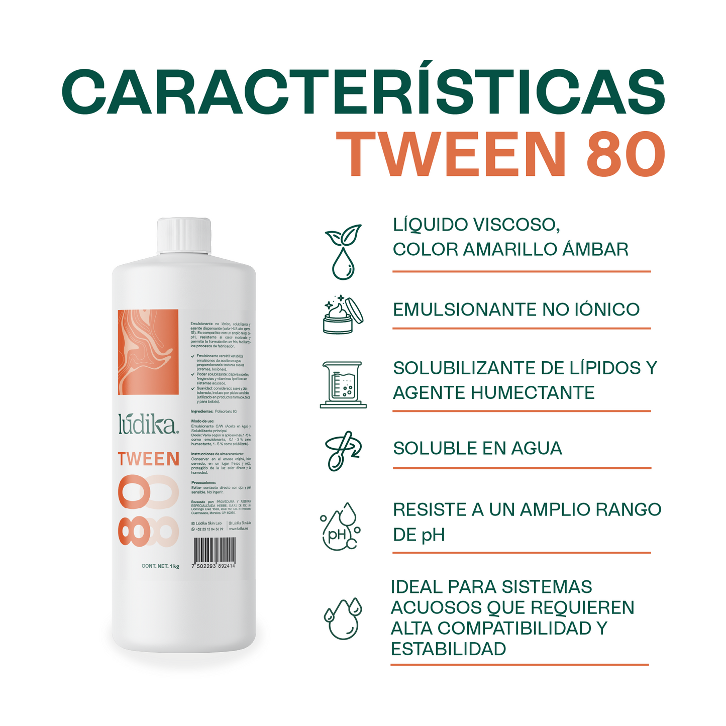 Polisorbato Tween 80 | Emulsionante O/W | Solubilizante de Aceites Pesados y Agente Dispersante