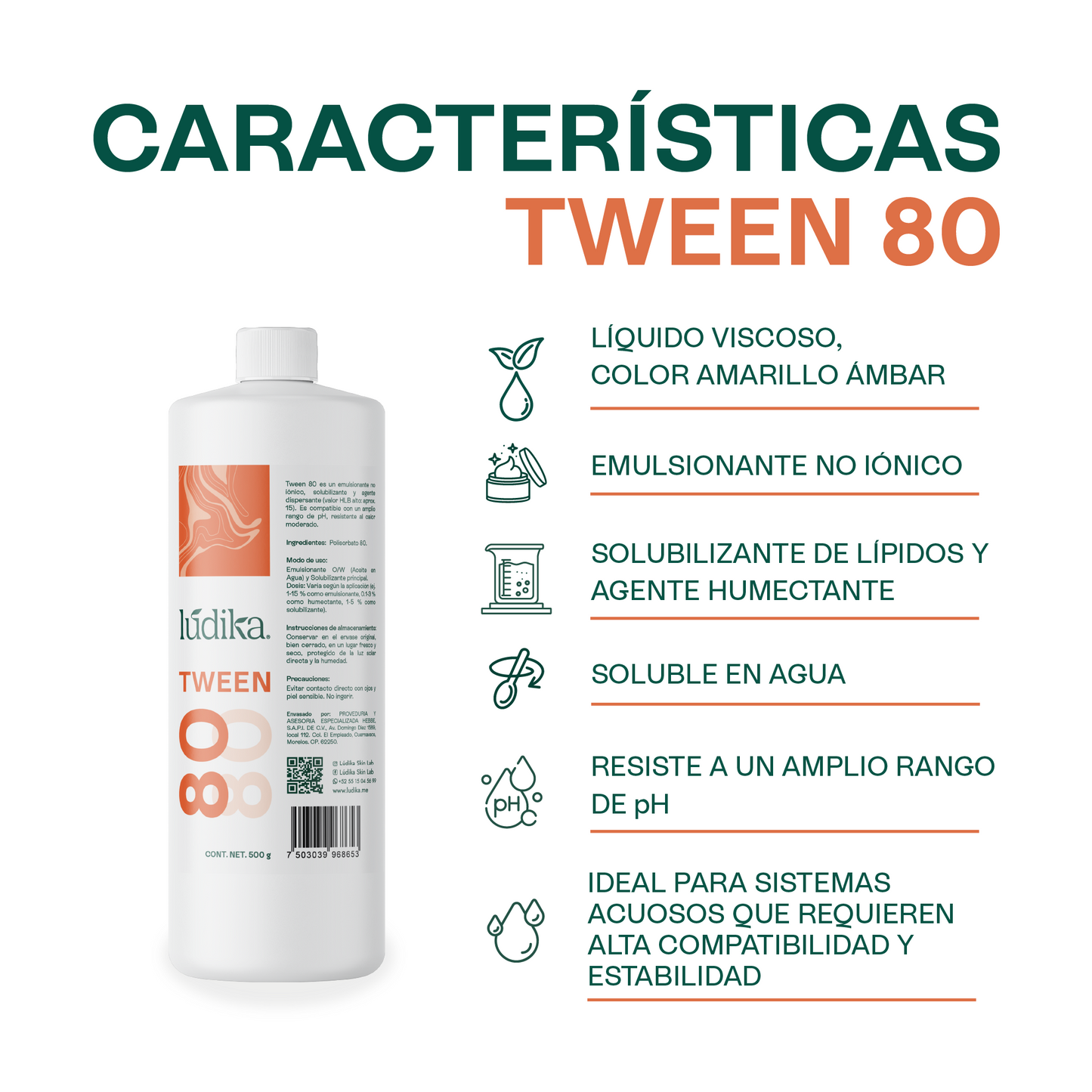 Polisorbato Tween 80 | Emulsionante O/W | Solubilizante de Aceites Pesados y Agente Dispersante