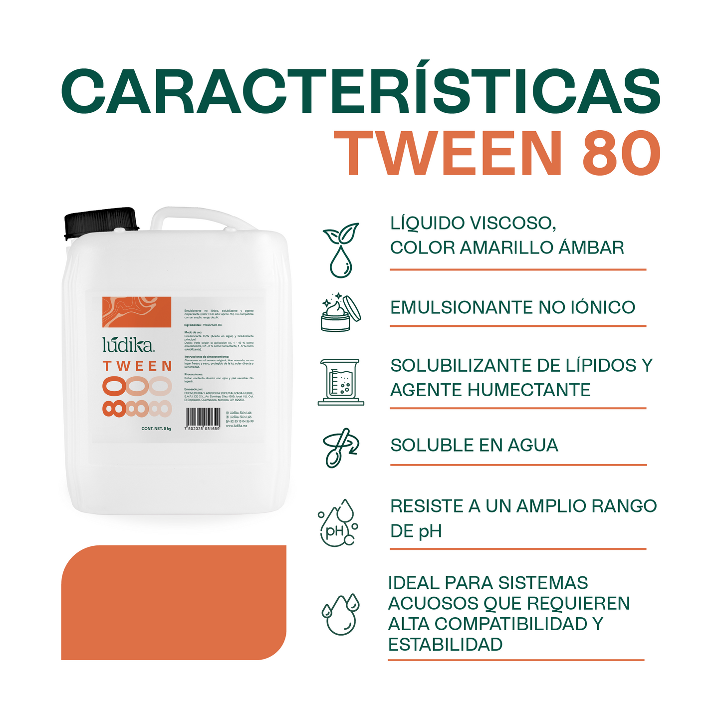 Polisorbato Tween 80 | Emulsionante O/W | Solubilizante de Aceites Pesados y Agente Dispersante