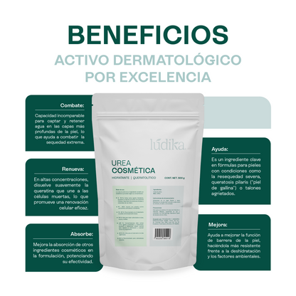 Urea Cosmética Pura | Facial, Corporal y Pies | Humectante y Queratolítico Dosis Dependiente