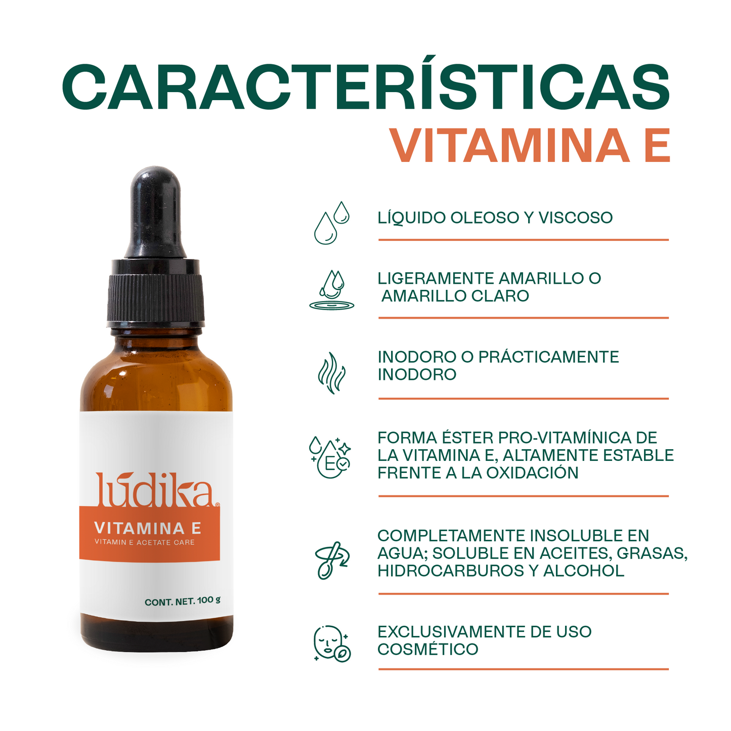 Vitamina E Líquida | Facial, Corporal y Capilar | Antioxidante Protector y Emoliente