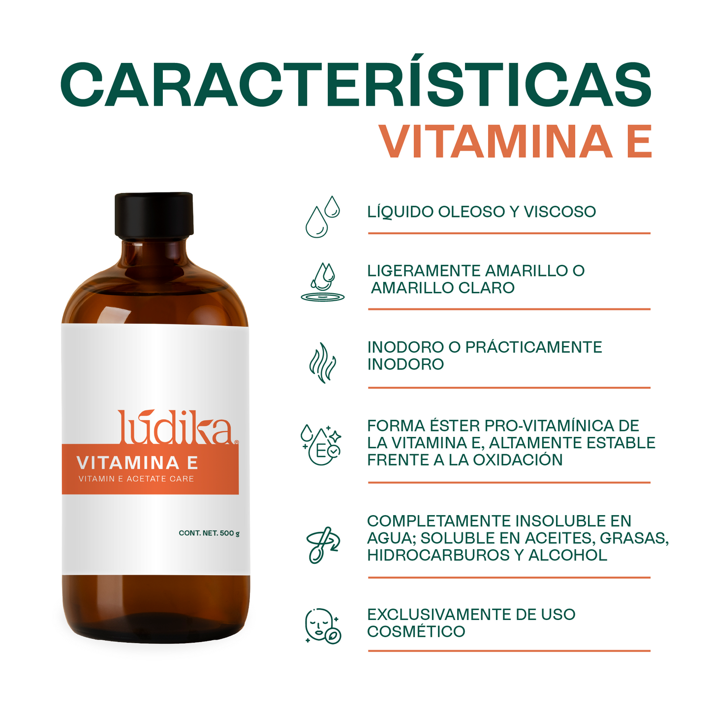 Vitamina E Líquida | Facial, Corporal y Capilar | Antioxidante Protector y Emoliente