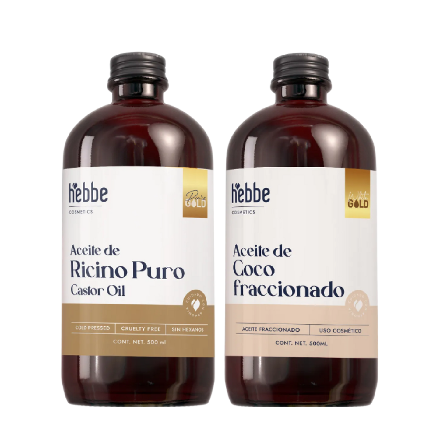 Dúo de Aceites | Aceite de Ricino y Coco Líquido | Hidratación Profunda, Masaje y Nutrición Capilar