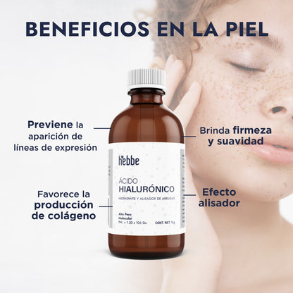Ácido Hialurónico (Alto Peso Molecular) | Penetración cutánea superficial | Humectante Filmógeno y Relleno Inmediato